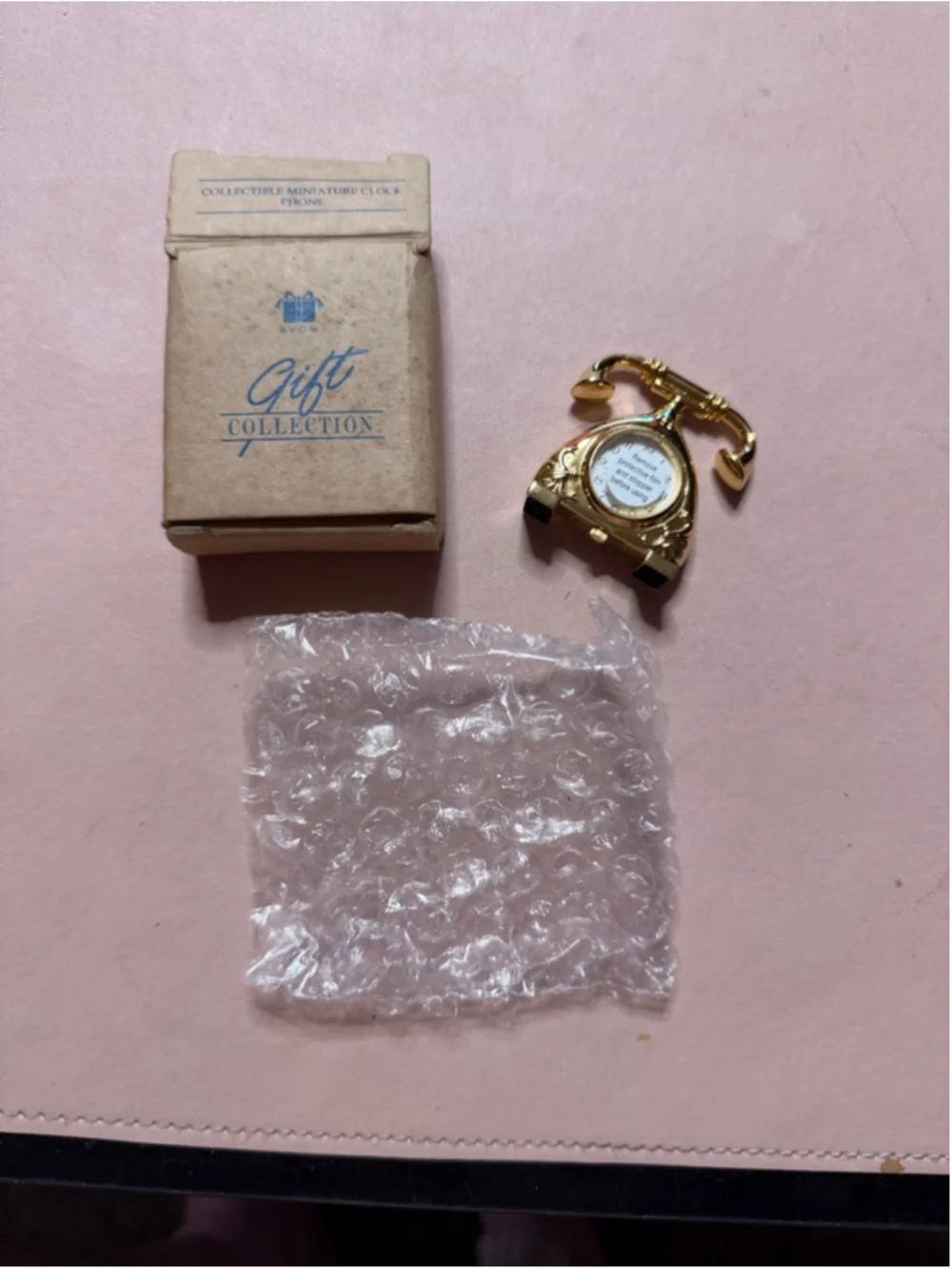 Avon Gold Tone Miniature Phone Clock